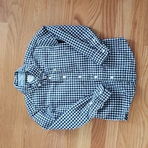Carters size 4/5, navy and white gingham button down collared shirt